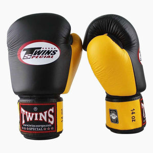 Luvas de Muay Thai Twins Special BGVL3 Preto-Amarelo