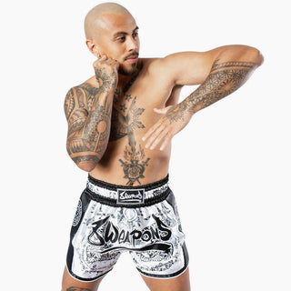 Pantaloncini kick-thai 8 Weapons Carbon Sak Yant Tigers-Combat Arena