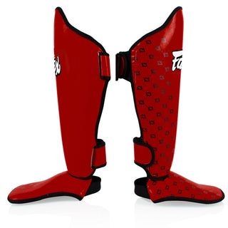 Caneleiras Fairtex SP5 de competição com proteção para os pés Vermelho